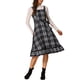 thumbnail image 2 of Vestido Vintage a Cuadros INSPIRE CHIC para Mujeres con Volantes, Sin Mangas, Cintura Ajustable, Corte A, Pinafore, Vestidos en S Negro y Blanco, 2 of 5