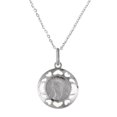 thumbnail image 1 of Medalla virgen Guadalupe Busto redonda calada con corazones Medalla italiana Medalla y cadena, 1 of 3