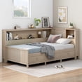 thumbnail image 3 of Twin Size Wood Daybed with Storage, Farmhouse Style Day Bed with Shelves and 3 Drawers, Antique White, Space Saving Bed Frame, No Box Spring Needed, 3 of 10