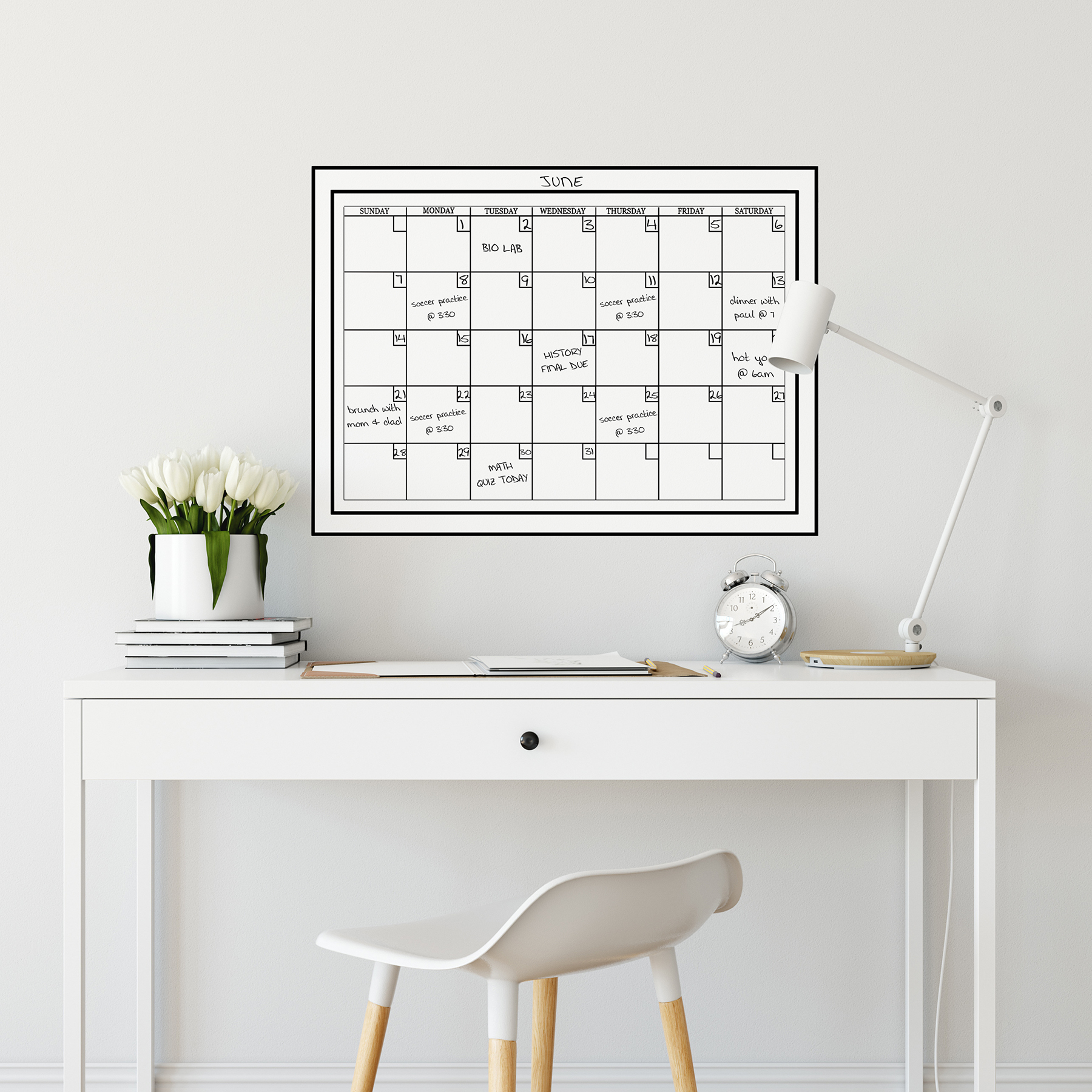 WallPops Medium White Monthly Calendar