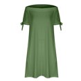 thumbnail image 4 of LOVZFMLL Robe pour Femmes Mode Été Aguichant à Épaules Dénudées Manches Courtes Unie avec Poches Vert m, 4 of 6