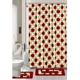thumbnail image 2 of 15-Piece Bathroom Set : 2-Rugs/Mats Non Slip, 1 Fabric Shower Curtain, With 12-Fabric Covered Rings, Different Styles and Colors For Home Bath Décor Dotted Burgundy, 2 of 2