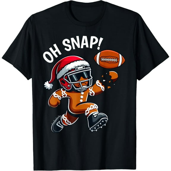 Oh Snap Gingerbreadman Football Christmas Shirts Boys Kids T-Shirt- American fashion hot selling casual retro high quality 100% cotton T-shirt 1 piece