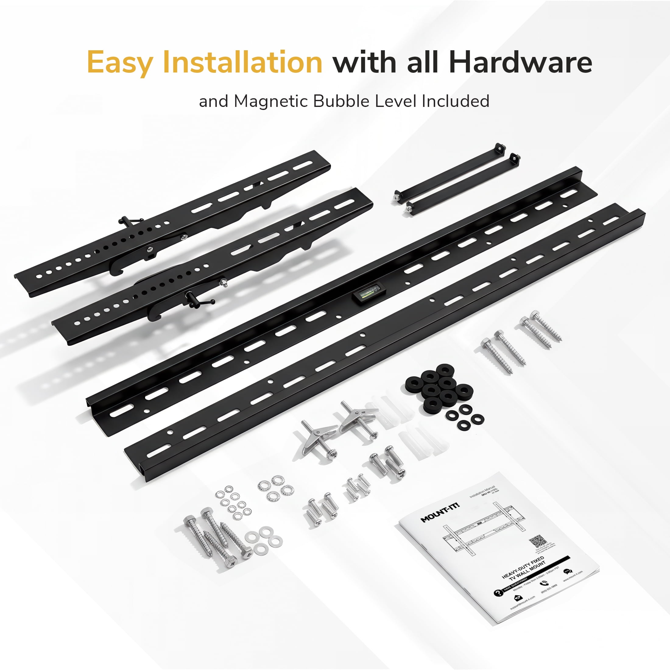 Mount-It!  Low Profile Tilting TV Wall Mount Bracket, Fits 37"-100" TVs, 165 lbs. Capacity