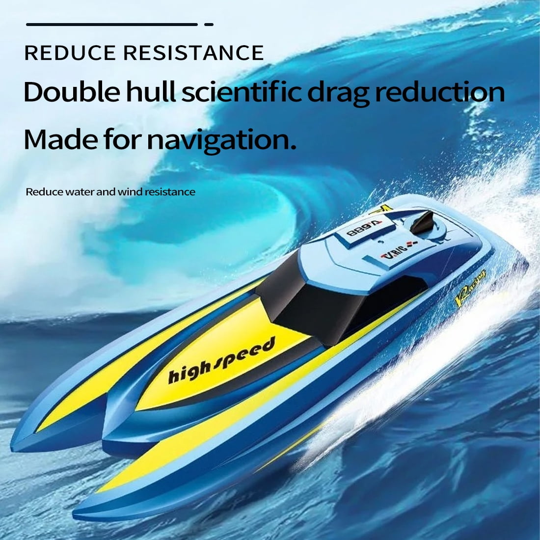 RC Speedboat Remote Control Boat Dual Motor Electric Watercraft With 2.4GHz Long Range Control Waterproof Hull Outdoor Model Boat for Adults Hobbyists- Blue