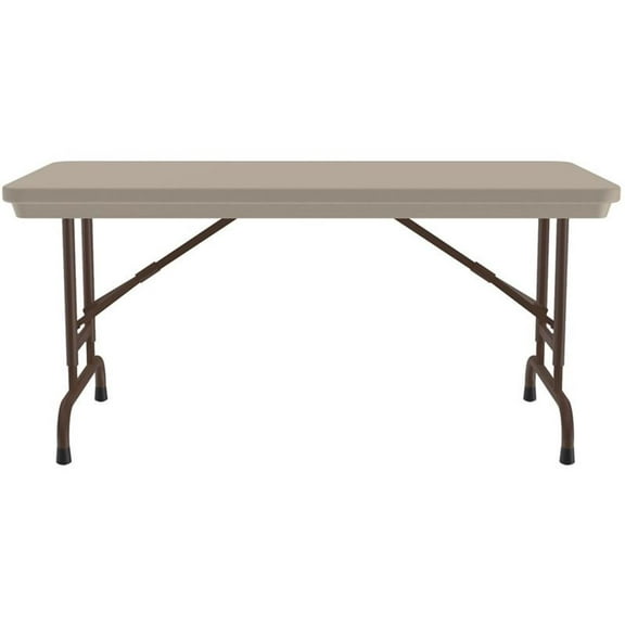 Pemberly Row 48"D Adjustable Plastic Resin/Steel Metal Folding Table in Mocha