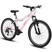 Aezusy 26 " Mountain Bike for Men Women, 21-Speed Dual V-Brakes High-Density Carbon Steel Frame Bicycles with Fork Plus Shock Absorber, Pink