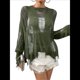 thumbnail image 1 of Suéter de Crochet Calado para Mujer, Top de Larga de Punto Roto, Ropa Gótica para Conciertos Verde L, 1 of 9