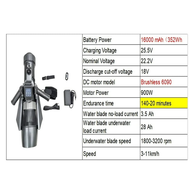 900W Underwater Scooter Motor Sea Propeller Removable Battery Diving Propeller Suitable for Pool Diving