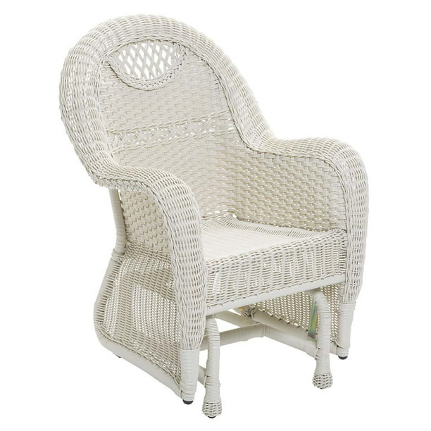 Outdoor Wicker Chair Glider Cloud White, White Wicker Glider Patio Furniture