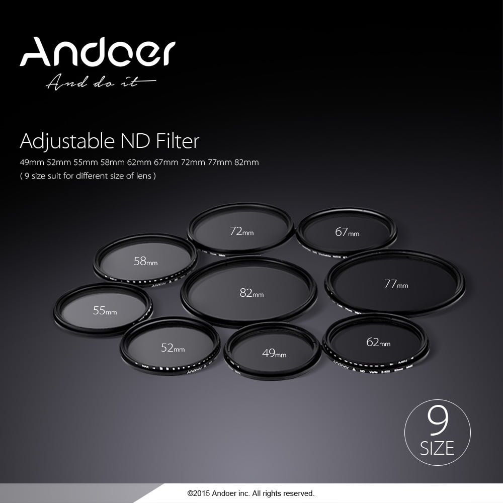 Andoer 77mm Nd Fader Neutral Density Adjustable Nd2 To Nd400 Variable Filter For Canon Nikon Dslr Camera Walmart Com Walmart Com