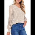 thumbnail image 2 of Blusas de Encaje de Larga para Mujer, Suéteres de Cuello en V A para Otoño 2025, Atuendos Elegantes e Informales de Invierno Albaricoque M, 2 of 9