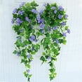 thumbnail image 4 of Visland Artificial Vines Morning Glory Hanging Plants Silk Garland Fake Green Plant Home Garden Wall Fence Stairway Outdoor Wedding Hanging Baskets Decor, 4 of 7