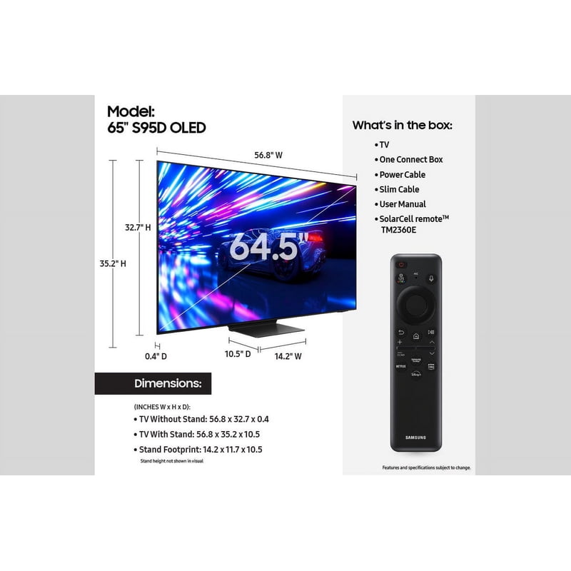 SAMSUNG 65" Class S95D OLED Smart TV QN65S95DAFXZA 2024 display and camera view