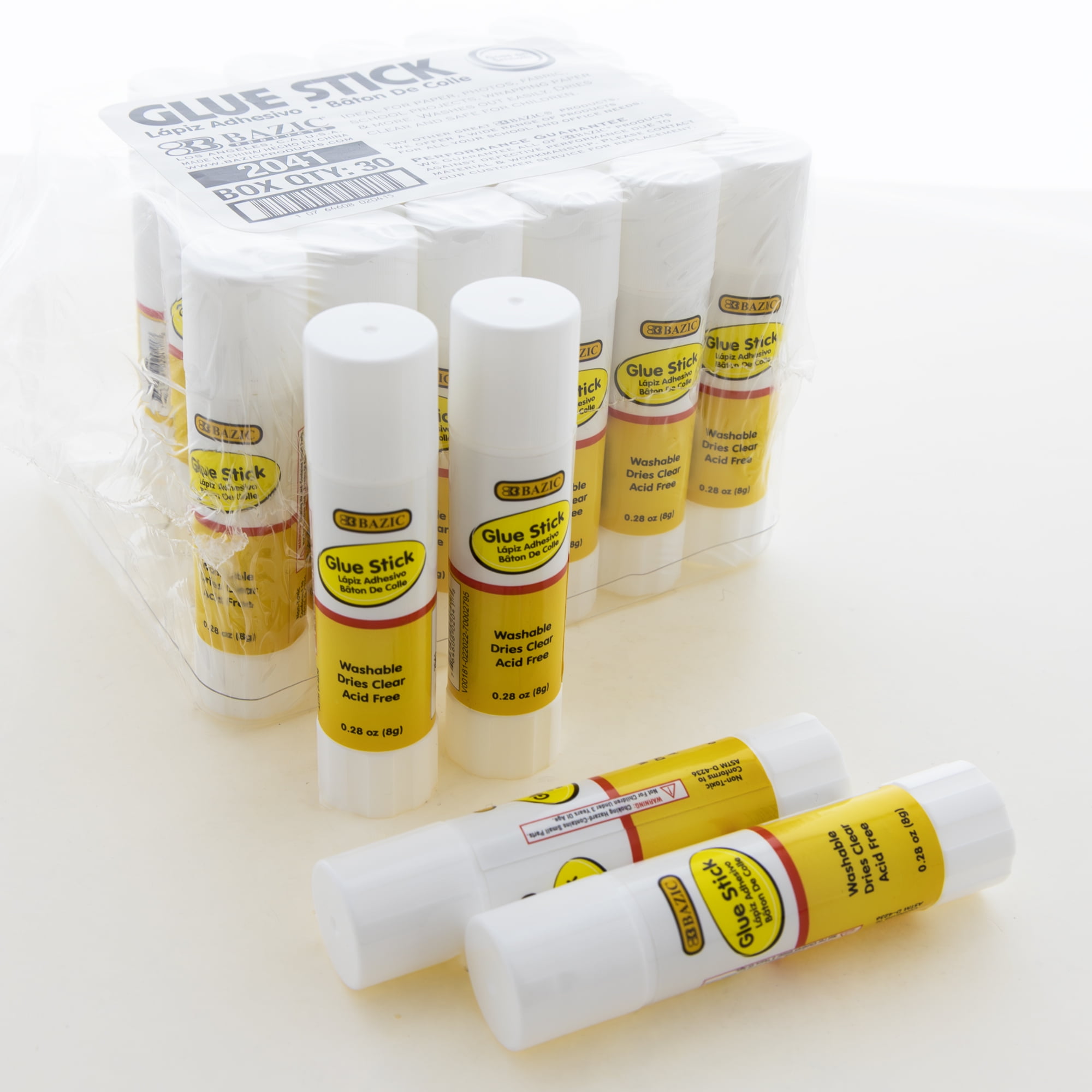 BAZIC Glue Stick 8g/0.28 Oz, White Glue Sticks, Acid Free for Photos Paper Art Craft (30/Pack), 20-Packs