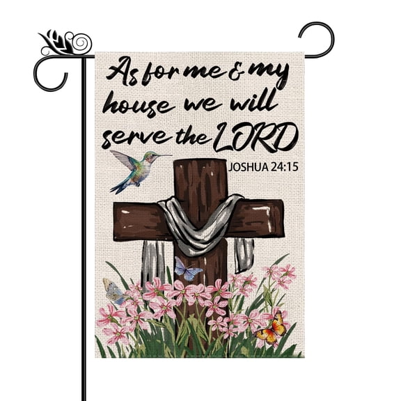 Double Sided 12.5x18 Vertical Spring Garden Flag Religious Christian Cross Outdoor Decor