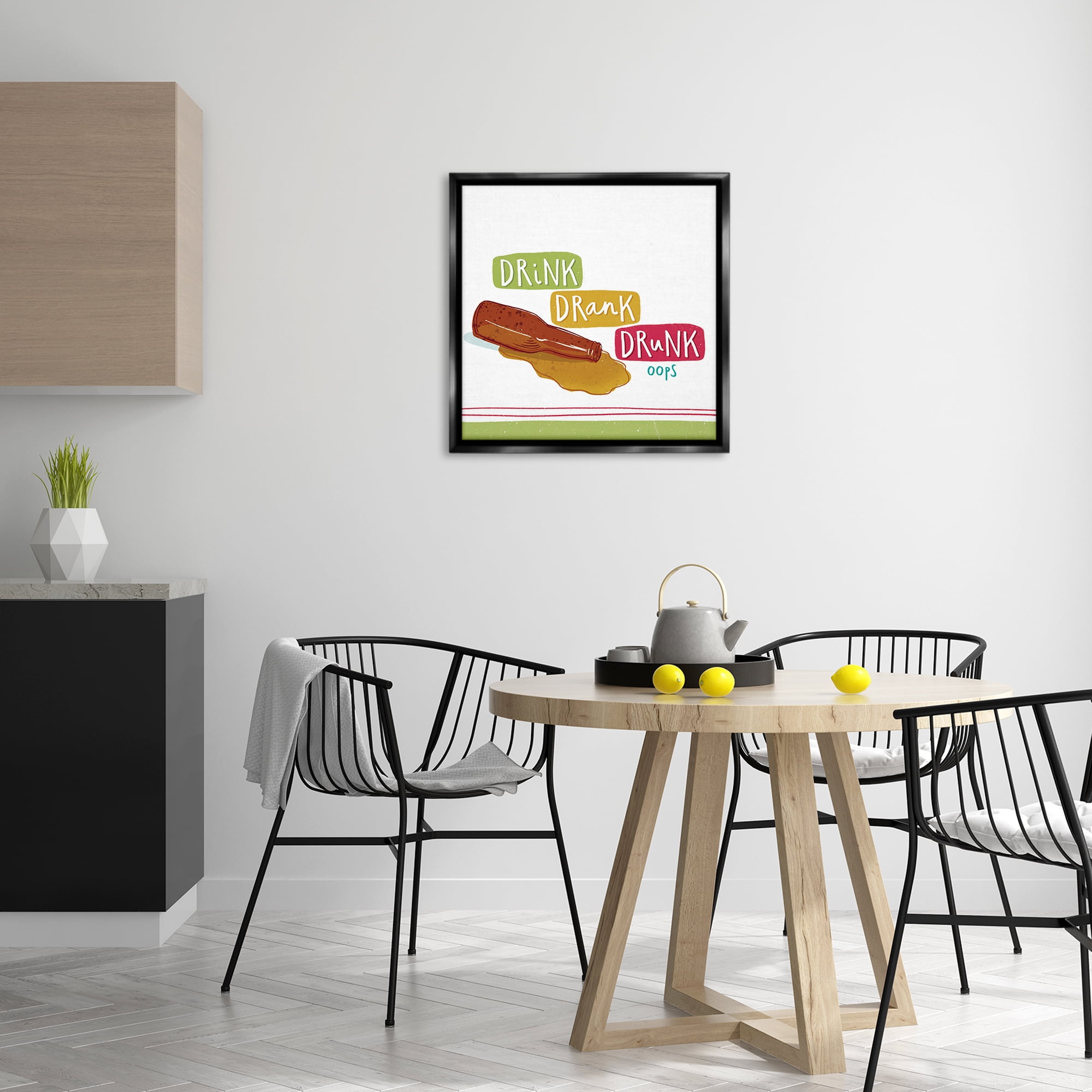Stupell Industries Drink Drank Drunk Food & Beverage Painting Black Floater Framed Canvas Art Print Wall Art, 25 x 25