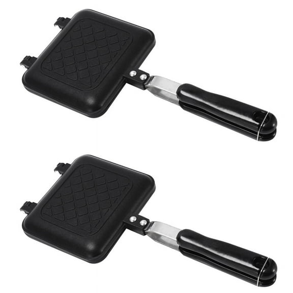 2X Grilled Sandwich Maker,Bread Toast Breakfast Machine,Hot Sandwich Pan,Nonstick Aluminum Flip Pan,Kitchen Tool,2 x Double-sided Sandwich Makers,Black