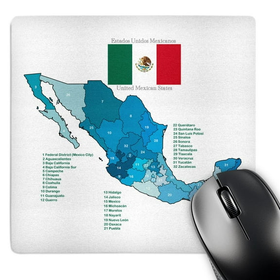 3dRose, Flag and Map of Mexico with all the Mexican states identified by name, MousePad
