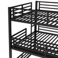 thumbnail image 3 of Queen over Full XL over Queen Size Triple Bunk Bed Frame with Safety Guardrails and Ladder, Heavy-duty Metal Bunk Beds Frame with Noise-reduced Design, Mattress Not Included, Black, 3 of 9