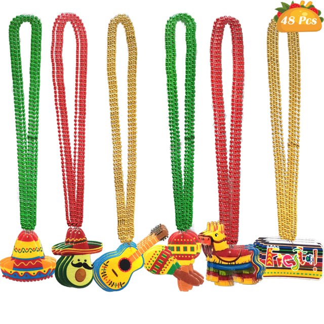 Collares Becfupo Mexican Fiesta, 48 unidades, para el Cinco de Mayo