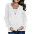 thumbnail image 6 of Mifsaly Zip Up Maternity Hoodie Long Sleeve Drawstring Hooded Sweatshirt Pregnancy Office Outdoor Jacket Women Spring Fall Warm Outerwear L, 6 of 9