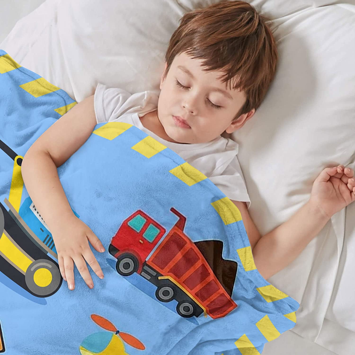 Construction Bedding Fleece Throw Blankets Cartoon Tractor Blankets for Toddlers Kids Boys