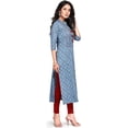 thumbnail image 3 of Rajnandini Women's Pure Cambric Cotton Jaipuri Block Printed Kurti (JOPLJPR68B-M_Blue_M), 3 of 5
