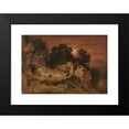 thumbnail image 2 of Adrian Ludwig Richter 14x11 Black Modern Framed Museum Art Print Titled - Shepherds by the Fire (Evening Landscape) (Approx. 1861), 2 of 5