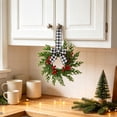 thumbnail image 3 of Mini Christmas Wreath for Kitchen Cabinets, Norfolk Pine Wreath with Black White Grid Bow Red Berries, Farmhouse Window Door Holiday Decor 10.6in, 3 of 9