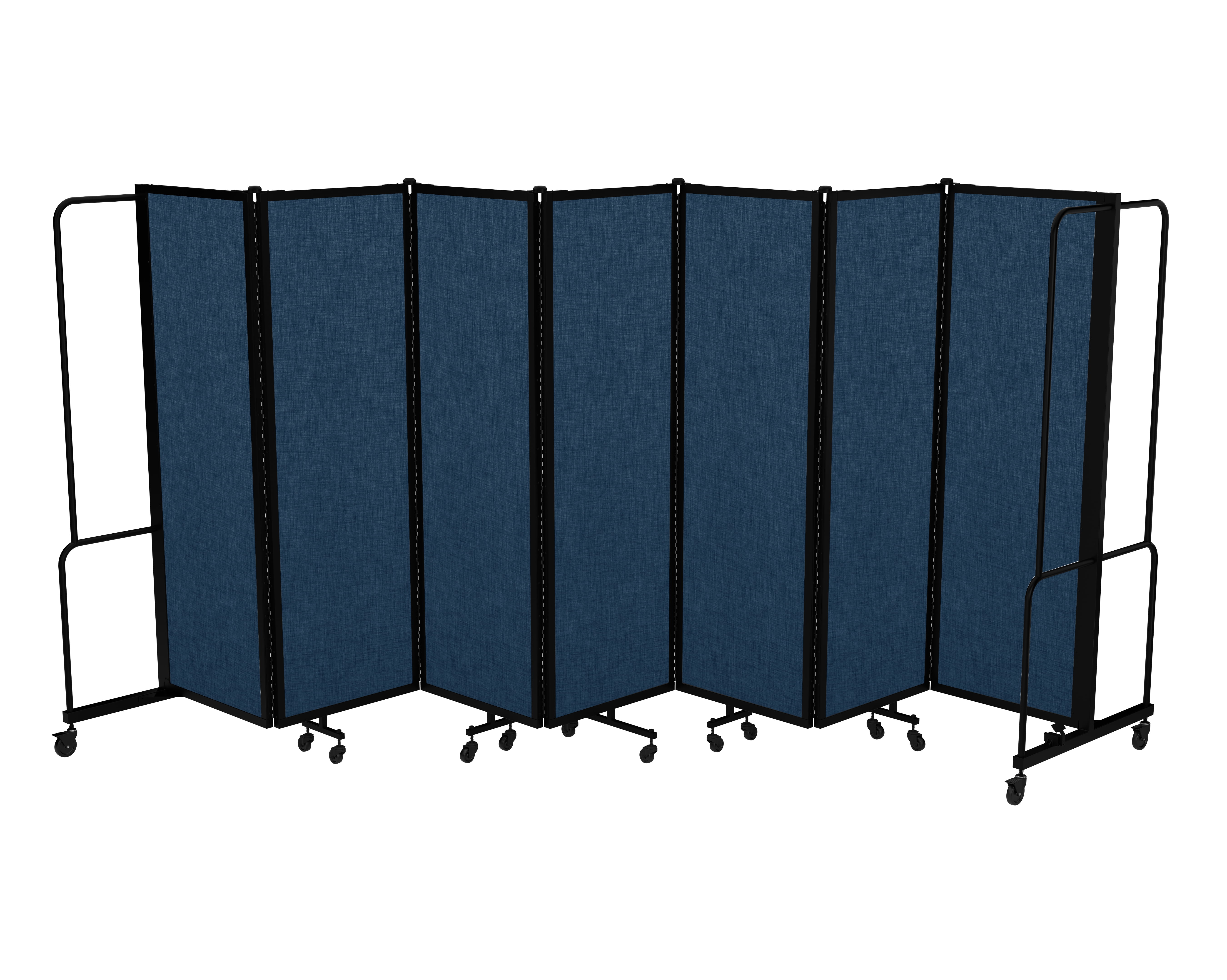Hampden Furnishings Otis Collection Portable Room Divider, 7 Blue Panels, Black Frame