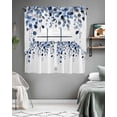 thumbnail image 5 of Blue Eucalyptus Leaves Kitchen Curtain and Valance Set 3 Pieces,Rod Pocket Short Tier Curtains 24 Inch Length,Summer Botanical Watercolor Swag Topper Small Window Treatment for Cafe Bathroom Bedroom, 5 of 6