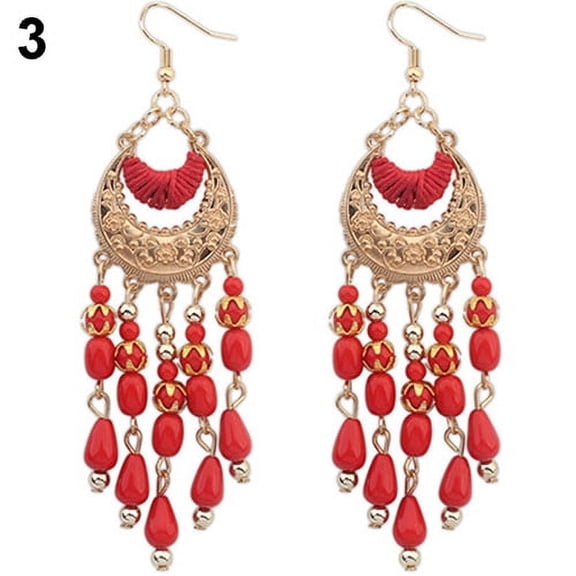 UDIYO Women's Crescent Moon Boho Style Ear Drops Dangles Tassel Earrings Jewelry
