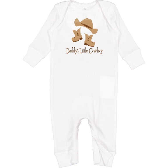 Inktastic Daddy's Little Cowboy Baby Romper Coveralls