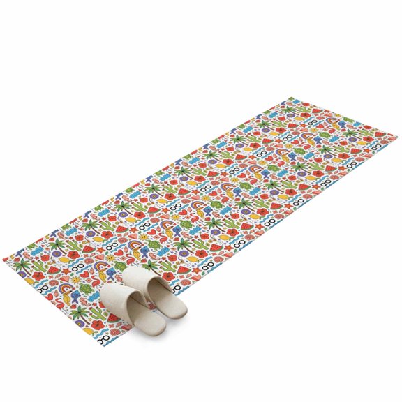 Summer Beach Washable Area Rug 2 x 6 ft Whimsical Flamingo Palm Tree Cactus Flower Turtle Fish Soft Non‑Slip Rugs Stain Repellent Indoor Mats for Long Hallway, Kitchen Runner, Corridor Laundry