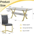 thumbnail image 4 of Modern 8-Seater Dining Table Set with Clear Glass Top and Gray PU Chairs, Gold Metal Legs, 4 of 9
