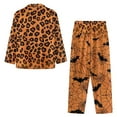 thumbnail image 3 of SEANATIVE Halloween Orange Bat Button Up Pajamas for Men Leopard Print Night Wear Crewneck Tops with Jogger Sweatpants 2 Piece Outfits Long Sleeve Sleepwear Size XS, 3 of 6