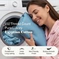 thumbnail image 5 of Superior Egyptian Cotton Embroidered 650 TC Deep Pocket Sheet Set, King, Medium Blue, 5 of 10