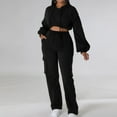 thumbnail image 1 of qolati Tow Piece Outfits for Women 2023 Casual Long Sleeve Cropped Sweatsuit with Jogger Sweatpants Lounge Sets Y2k Hooded Tracksuit with Pockets, 1 of 4