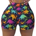 thumbnail image 2 of Fotbe Colorful Dinosaur Shorts Sin Costuras – Shorts Deportivos de Cintura Alta para Mujer, Elásticos para Gimnasio, Yoga, Running o Ciclismo-Small, 2 of 8