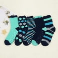 thumbnail image 4 of Zando Womens Fuzzy Socks Winter Slipper Socks Non-Slip Grip Socks Warm Fleece Socks Non Skid Socks Soft Fluffy Socks 5 Green Dot & Striped, 4 of 7