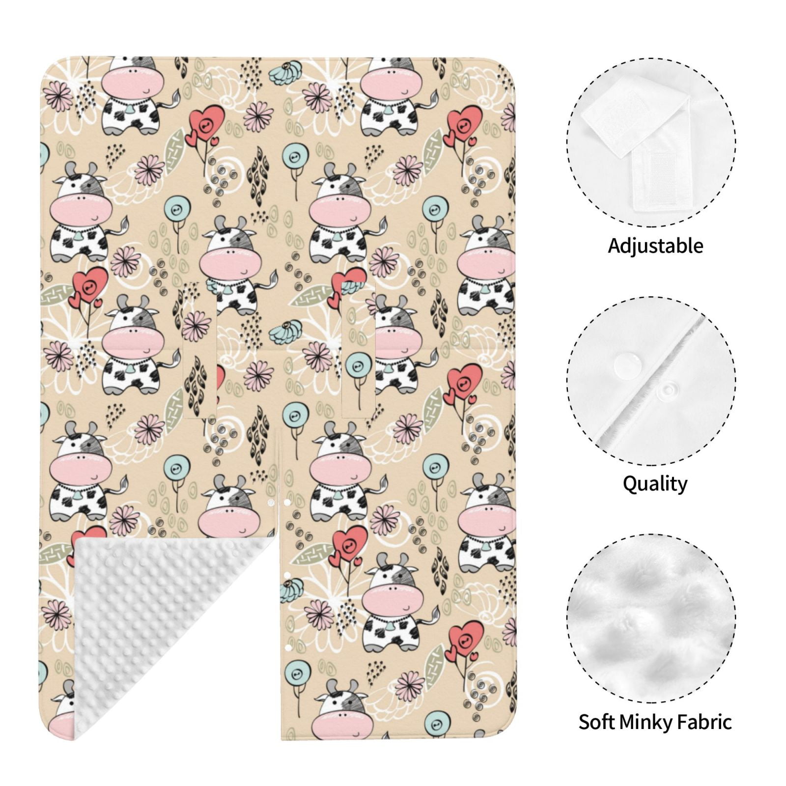 Car Seat Cover Baby - Cartoon Cute Cow Love Breathable Infant Car Seat Cover for Baby Carseat, Lightweight Comfort Baby Essentials Must Haves Newborn Stuff for Girl Boy