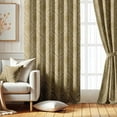 thumbnail image 2 of Vargottam Printed Blackout Curtains - Yellow Diamond Tribal Design, Set of 2 Panels, 52 x 90 Inches - Room Darkening, Thermal Insulated Window/Door Drapes with Grommets - Beige, 2 of 9