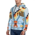 thumbnail image 3 of Kdxio Giraffe Come Out From Zipper Print Mens Casual Hooded Collar Drawstring Hoodies Pullover Sweatshirts Casual Long Sleeve Shirts-Medium, 3 of 7