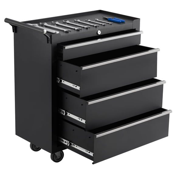 Rolling Tool Chest, 4 Drawers Tool Storage Cabinet with Wheels, with Locking System & Drawer Liners,Universal Lockable Wheels, for Garage, Workshop