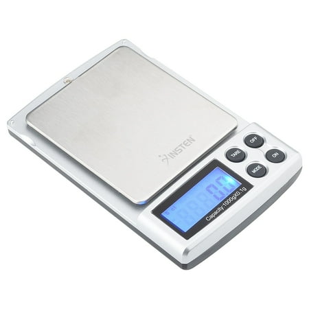 Insten Digital Pocket Scale .01 grams 1000g / 0.1g Portable Mini Scale for Jewelry Food Cooking Baking  Mail Stainless Steel Salver & 5 unit selection: g oz ozt dwt ct Food Scales in grams and (Best Digital Scale For Baking)