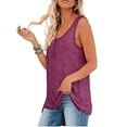 thumbnail image 4 of HAPIMO Women's Trendy Loose Cotton Lined Tank Tops Button for Teen Girls Solid Color Summer Tees Sleeveless Round Neck Shirts Casual Relaxed Workout Blouses Wine L, 4 of 7