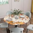 thumbnail image 5 of Thanksgiving Orange Fall Round Tablecloth for 36-44 Inch Tables,Fitted Table Cover with Elastic Edge,Weeping Floral Botanical Vintage Waterproof Outdoor Table Cloth Protector for Patio Garden Dinner, 5 of 9