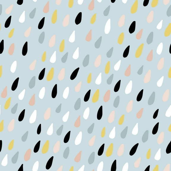 MuralsPrint Pastel blue rain drops abstract Peel and Stick wallpaper 10'L x 24''w - 10'ft H x 24''inch W