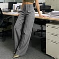 thumbnail image 5 of BRELIL Women Plus Size Wide Leg Trousers High Waisted with Pockets Solid Casual Office Long Pants Loose Fall Winter Fashion Outfits, Gray 2XL, 5 of 9